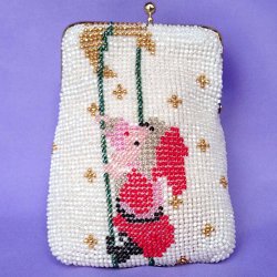 画像1: ビーズ編み財布【サンタさんの柄】小物入れ7.5cm角