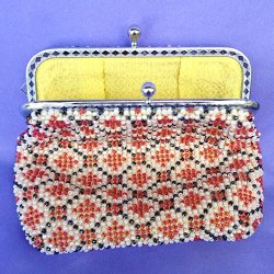 画像2: ビーズ編み財布【全面ビーズ-平】かのこ柄10cm角