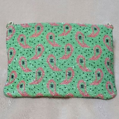 画像1: ビーズ編み財布/ペイズリー柄のポシェット