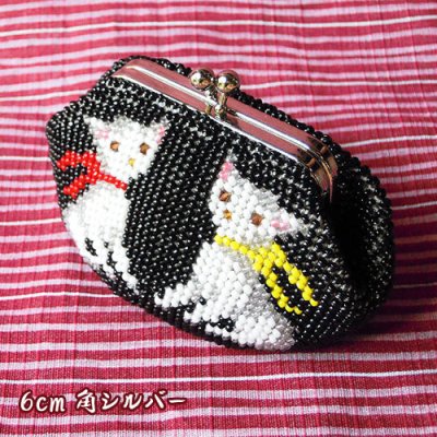 画像2: ビーズ編み財布【全面ビーズ】2匹の猫